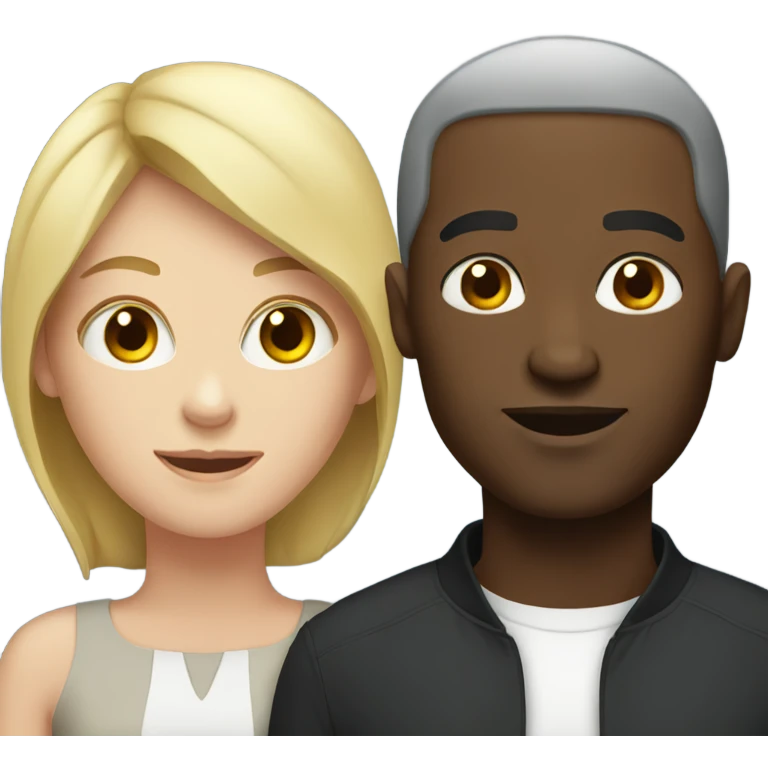 White woman and black man emoji