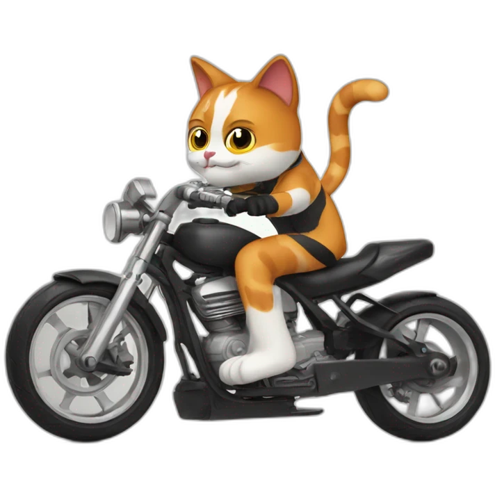 very cool calico cat riding a speed bike emoji