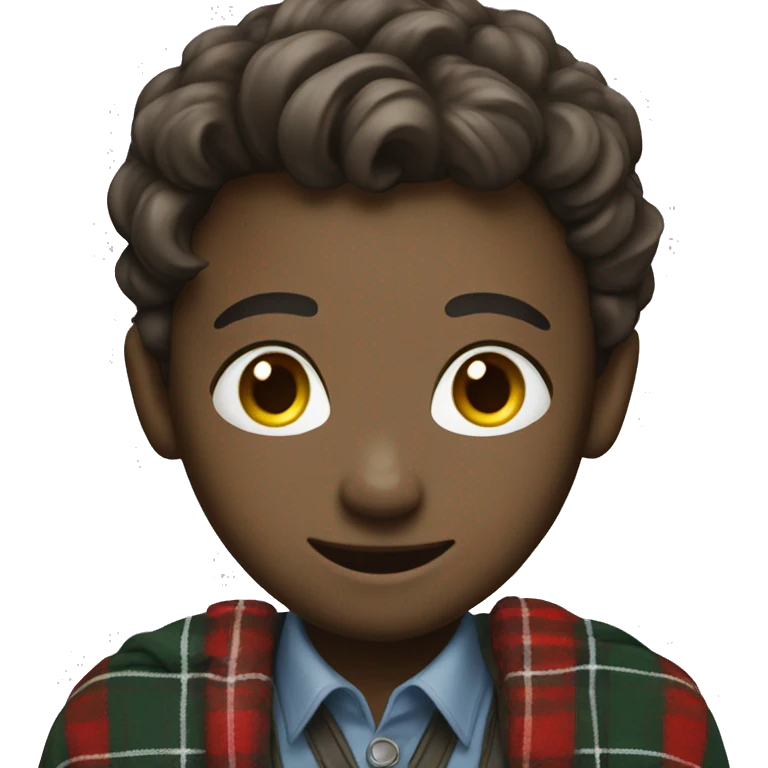 student wearing tartan clothing smiling emoji