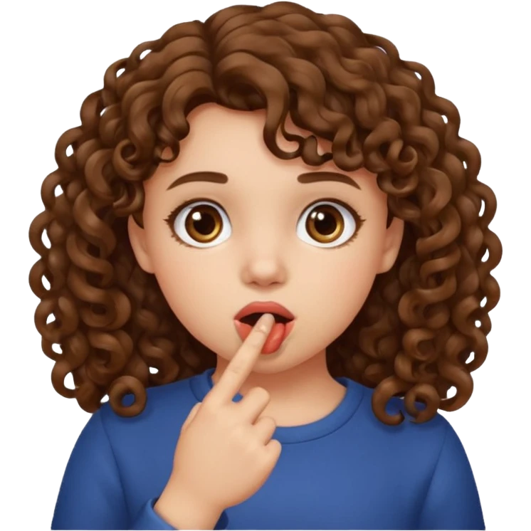 girl with curly brown hair who puts her finger in her mouth emoji