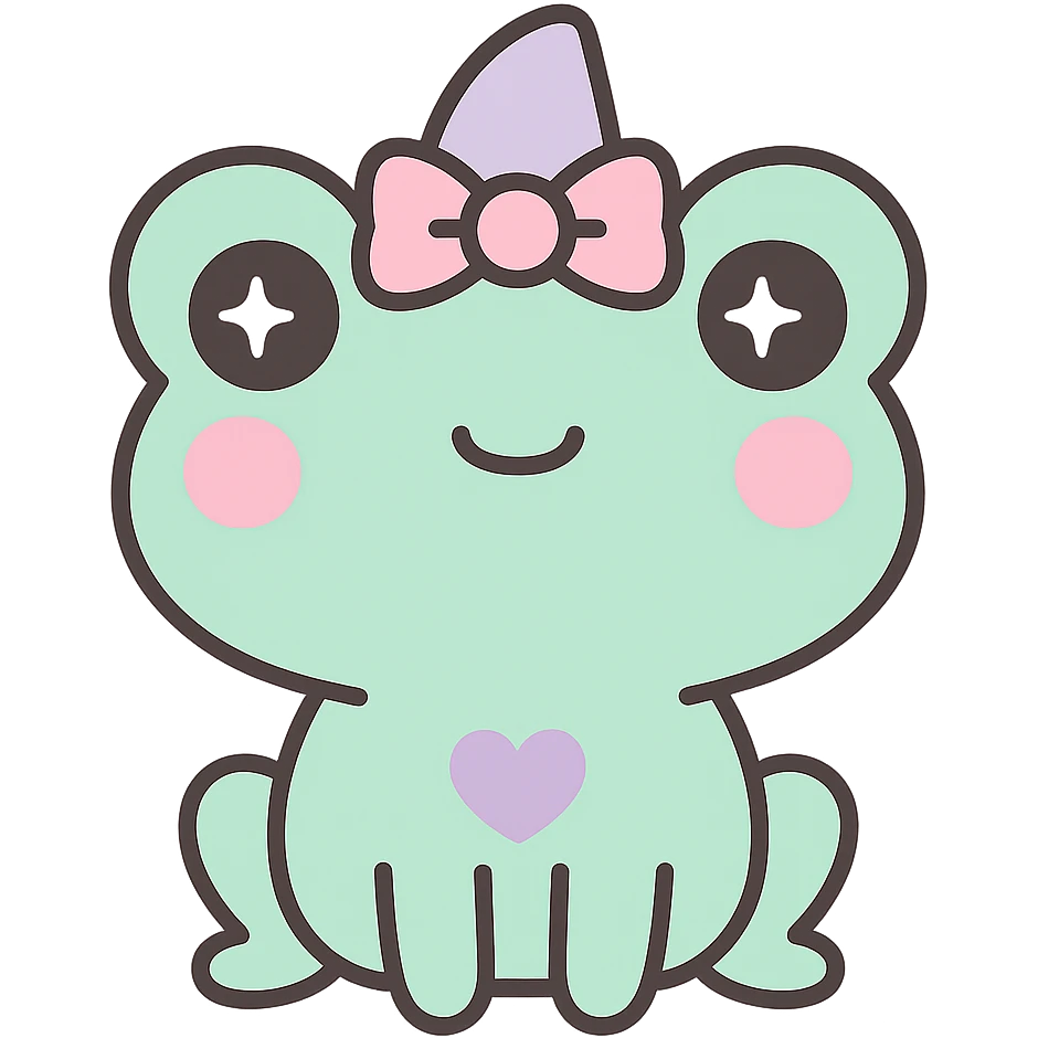 Replace the pet with a cute gothic frog, keeping the kawaii gothic style, and preserve the transparent background. emoji