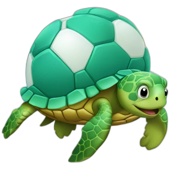 Sea turtle playing soccer chewing gum emoji