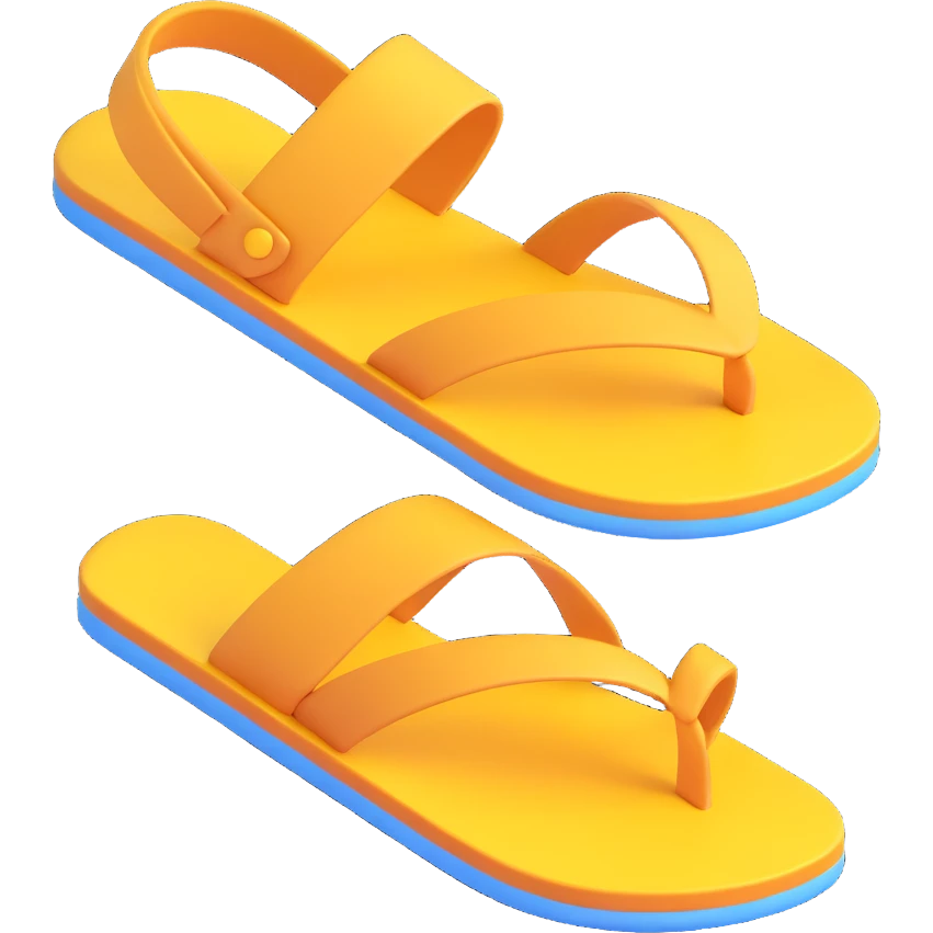 sandal sole with a single strap, minimal detail, 3D iPhone emoji style, viewed from the bottom emoji