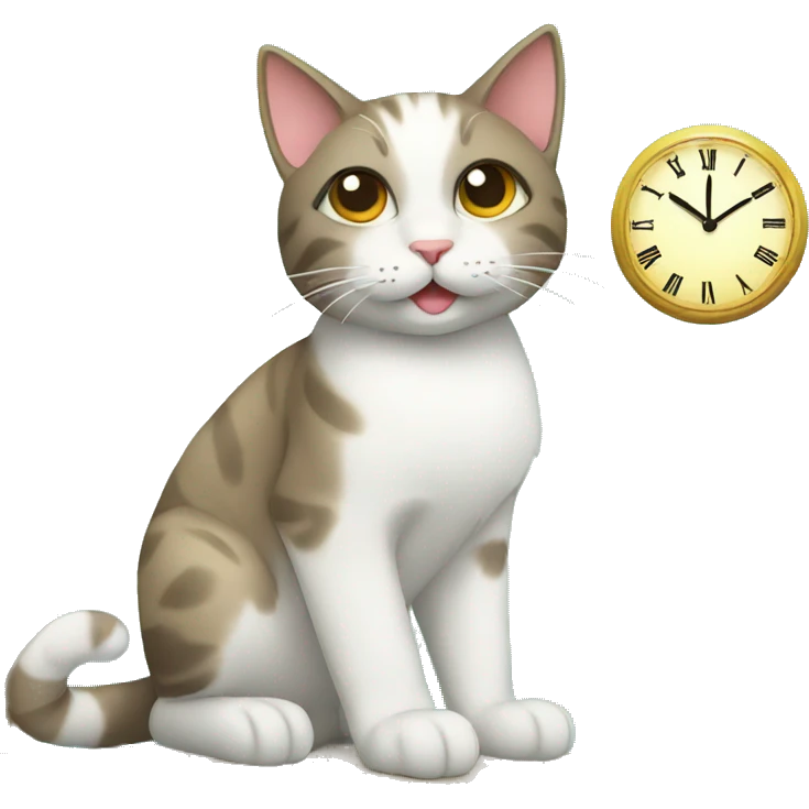 cat with palm tree and clock emoji
