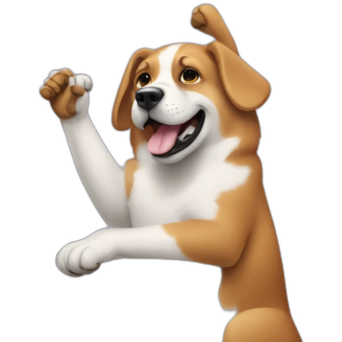 A dog high fiving emoji