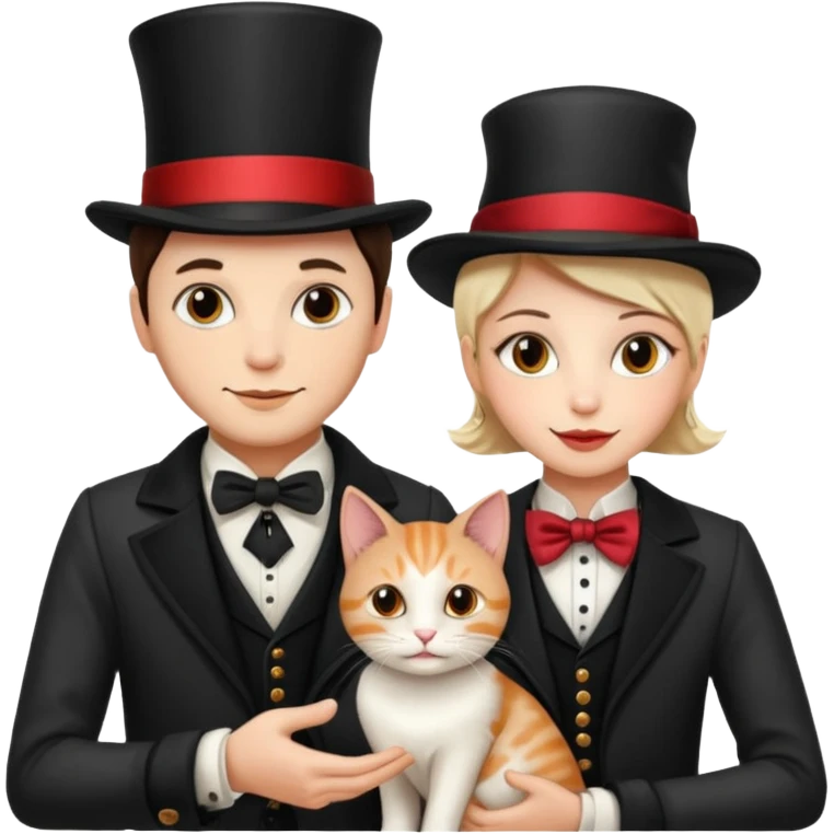 magician couple and their pet cat emoji