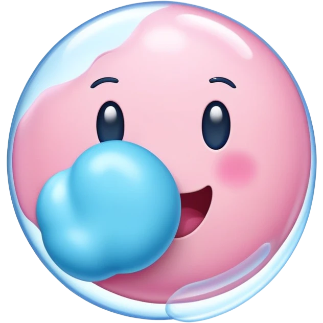 An emoji of a piece of chewing gum, slightly stretched or being blown into a bubble. Soft pastel colors, smooth texture, and a playful design representing gum or bubblegum emoji