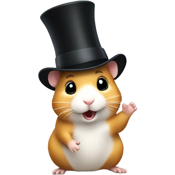 Waving hamster with a top hat. emoji
