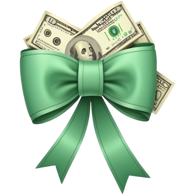 Money rapped in a light pibk bow emoji