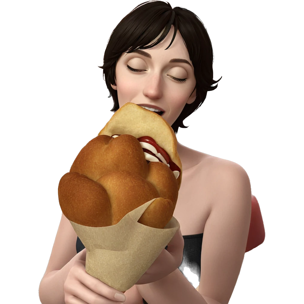 girl enjoying food moment emoji