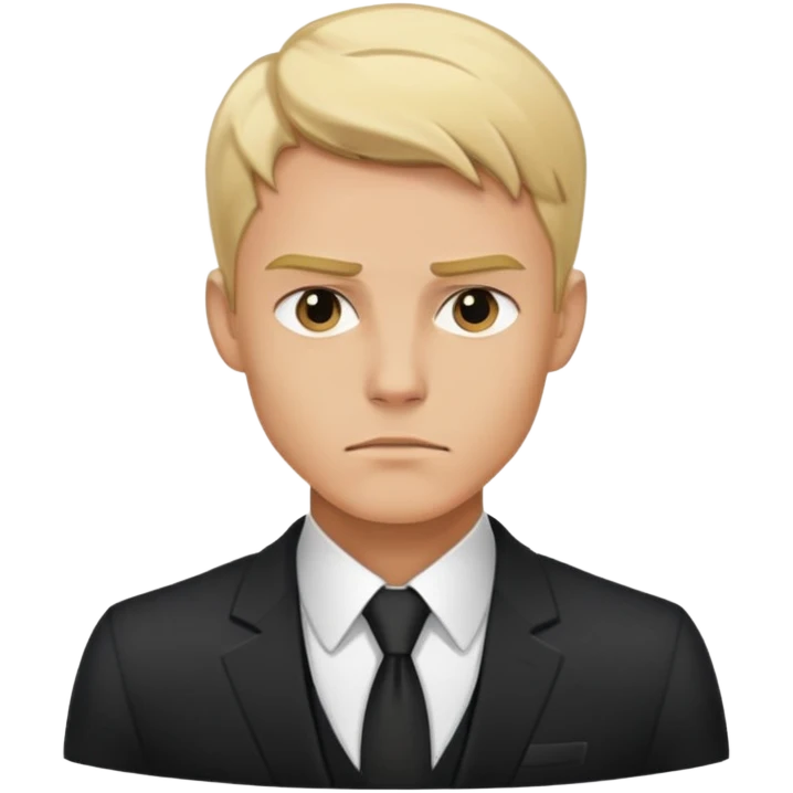 Man with stern expression, short blonde hair, strong jawline, wearing a suit emoji