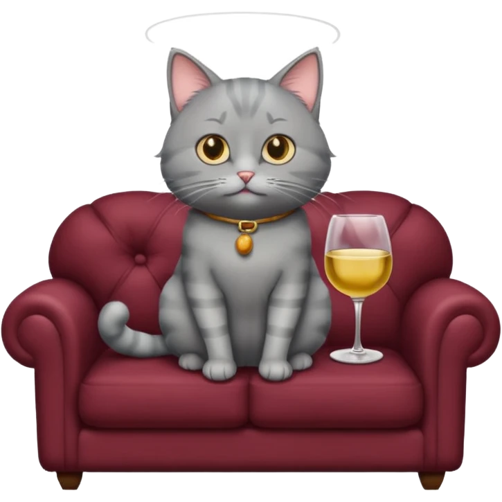gray Cat On A Couch With Wine emoji
