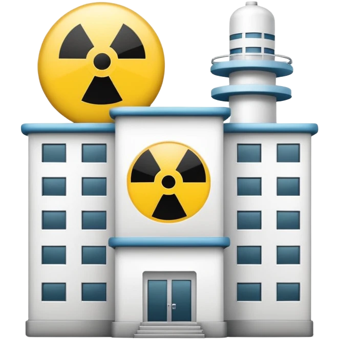 hospital building with radiation sign emoji style emoji