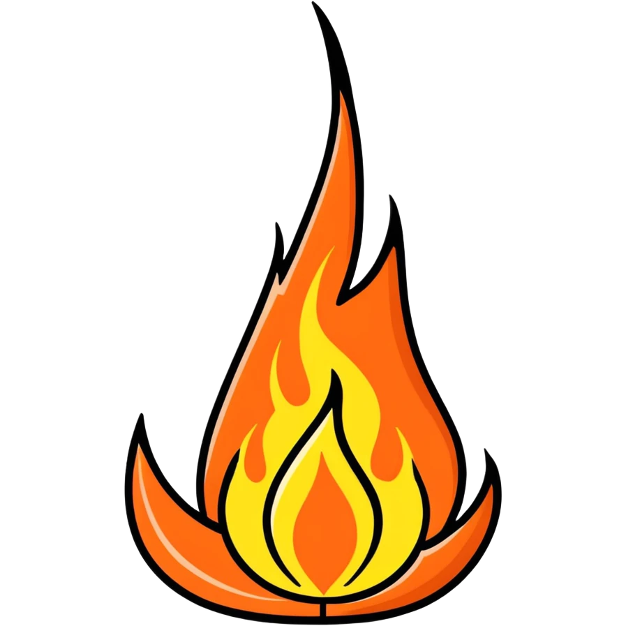 stylized black flame cartoon sticker style emoji