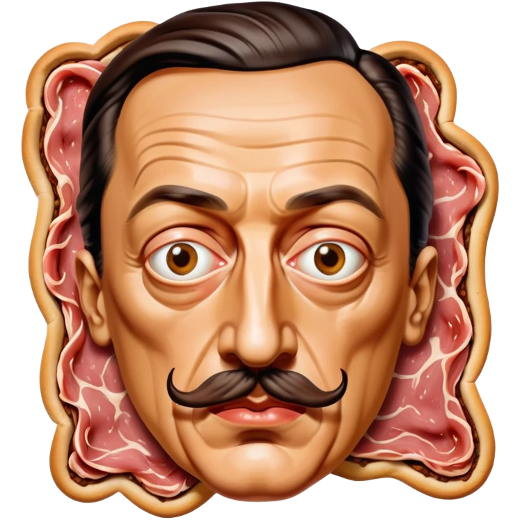 Salvadore dali with melting moustache made of spam meat portrait emoji
