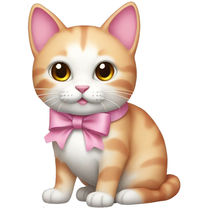 Pink cat with a white bow emoji
