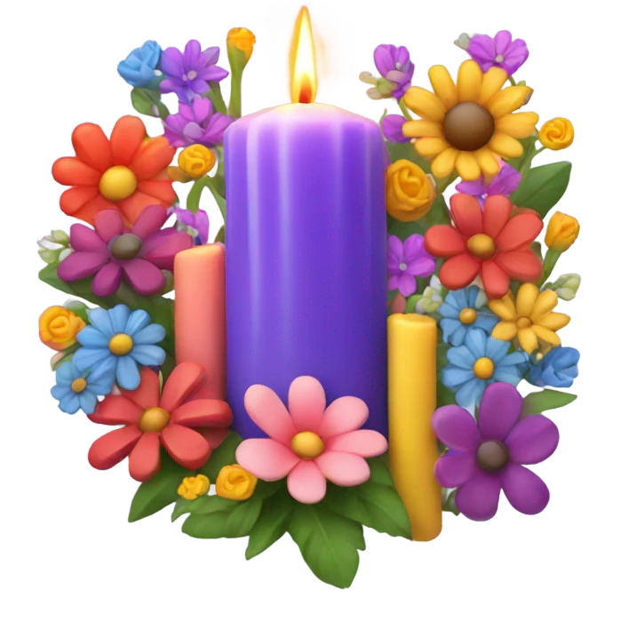 Wax candles with flowers emoji