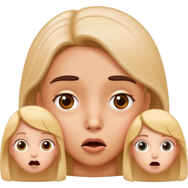 Face with mistake expression saying oops, followed by three girl symbols emoji