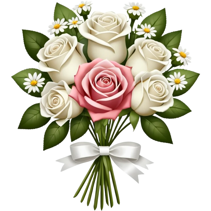 white wedding flower bouquet mixed florals - roses, white wildflowers emoji