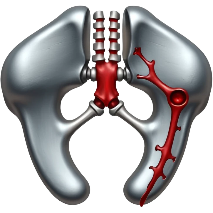 metallic anatomic bones with blood, steel texture, dark dramatic tone, clean background emoji