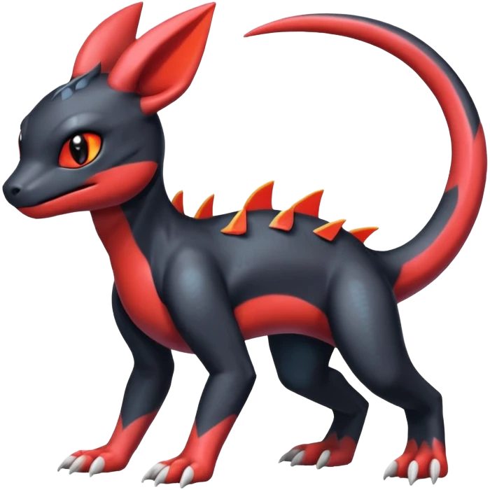 Cute Exotic Colorful Guilmon-Salandit-Umbreon-Charmeleon-Fakémon-hybrid-creature (full body)  emoji