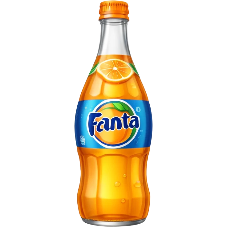 Una botella de cristal con el logo de Fanta con Fanta de limón dentro de color amarillo AMARILLA eres tonto emoji