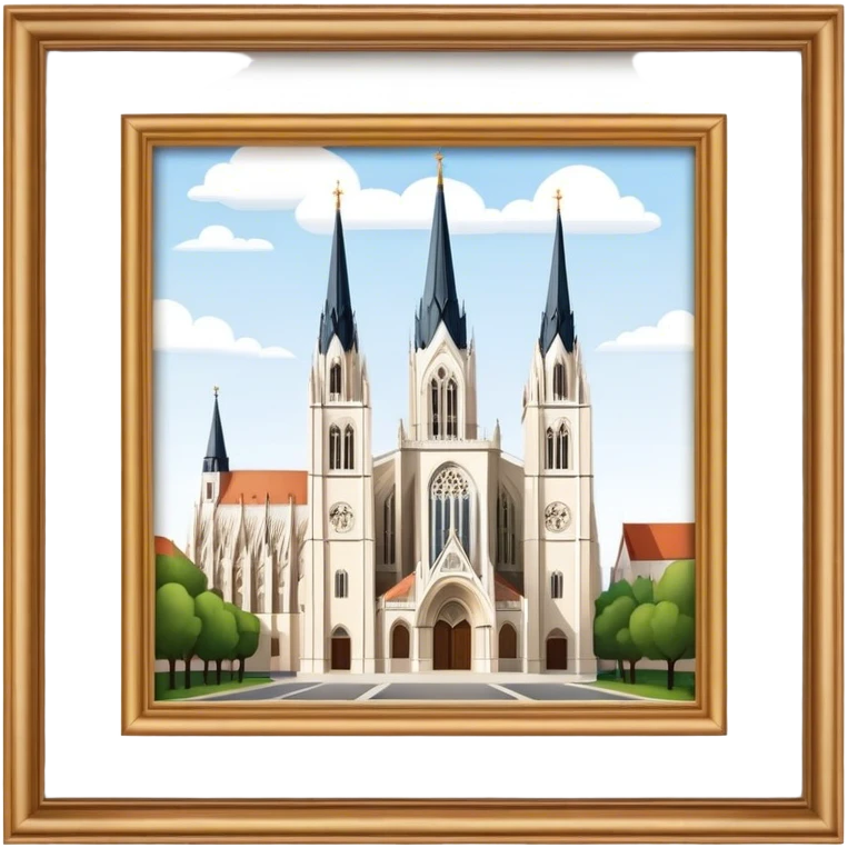Cinematic Realistic Zagreb Cathedral Landmark Emoji, depicted with Gothic architecture rendered with lifelike detail and majestic, soft lighting. emoji