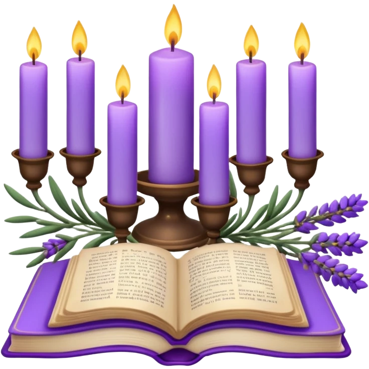 Lavender flowers and candles and book  emoji