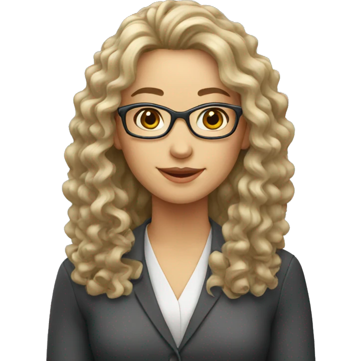teacher woman, long perm hair emoji