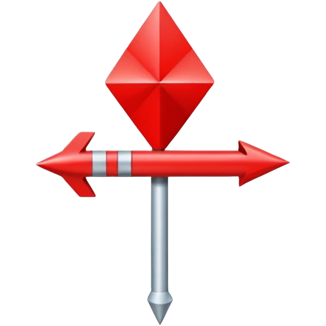 Une flèche de direction rouge qui pointe vers le haut à 90 degrée emoji