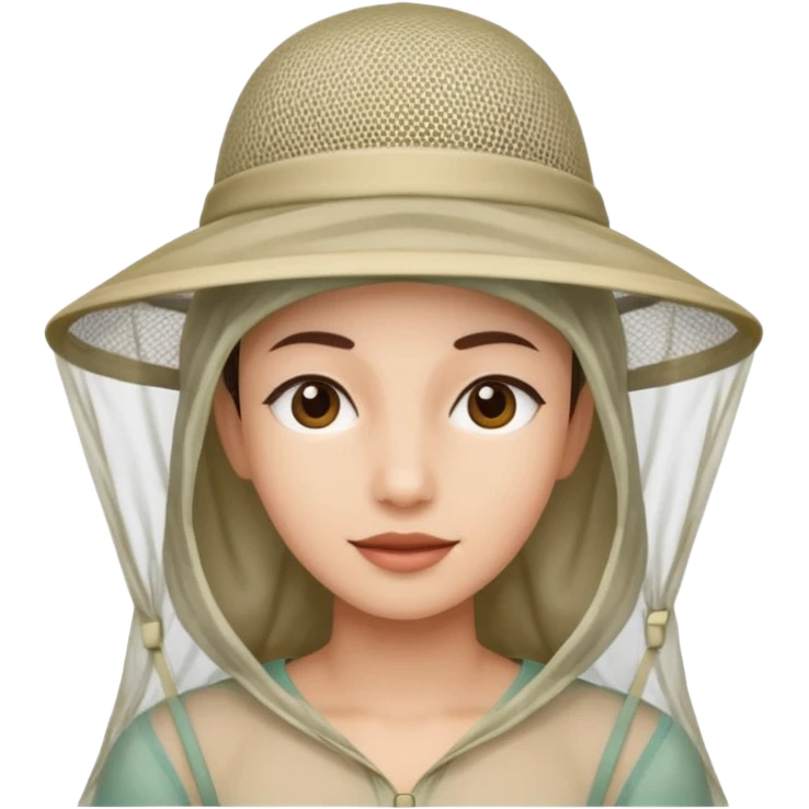 person wearing a mosquito net hat combination similar to this one: https://www.transa.ch/de/p/careplus-pop-up-kopfnetz-040602-001001/ emoji
