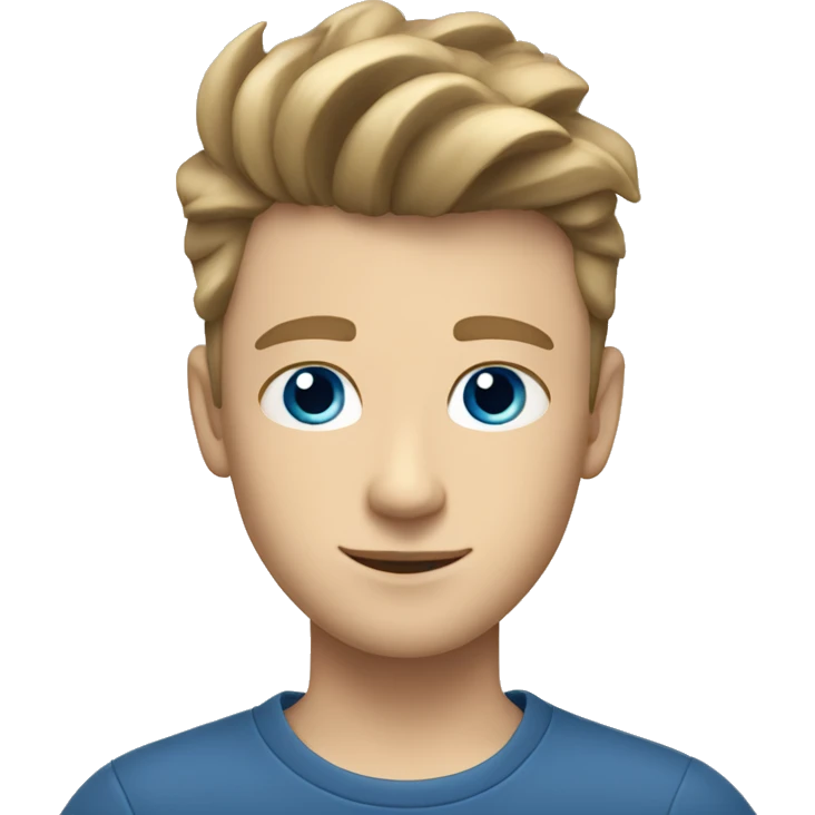 short textured quiff dark blonde hair white boy teenager with blue eyes emoji
