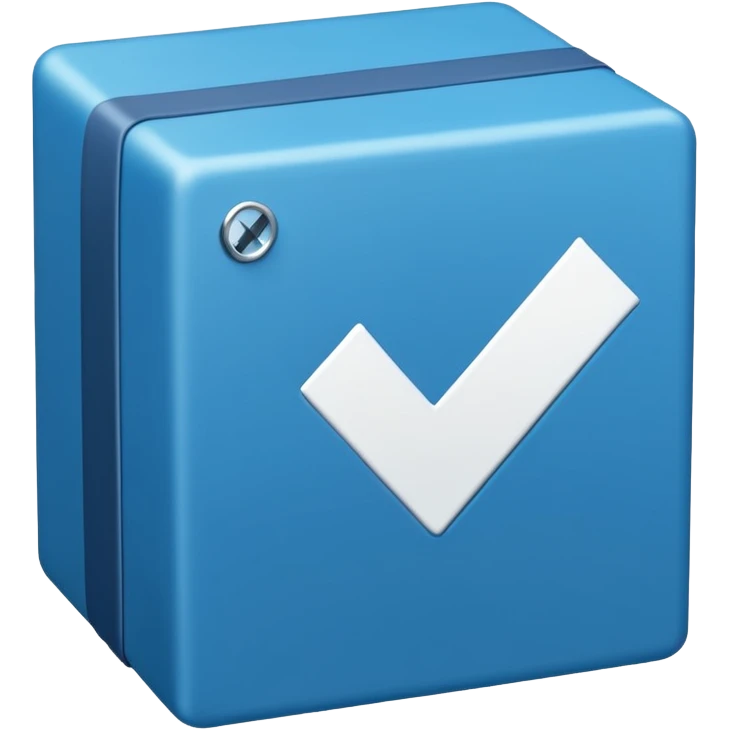 Side way check mark in bule box 2d not 3d emoji