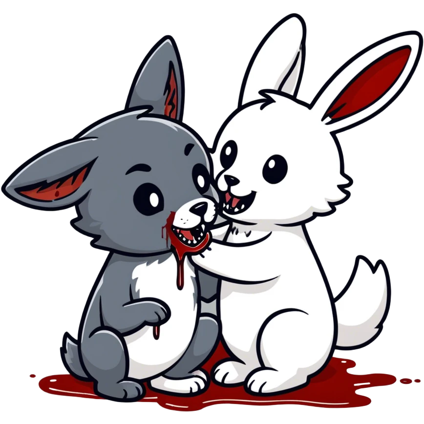 A wolf biting a rabbit’s neck emoji