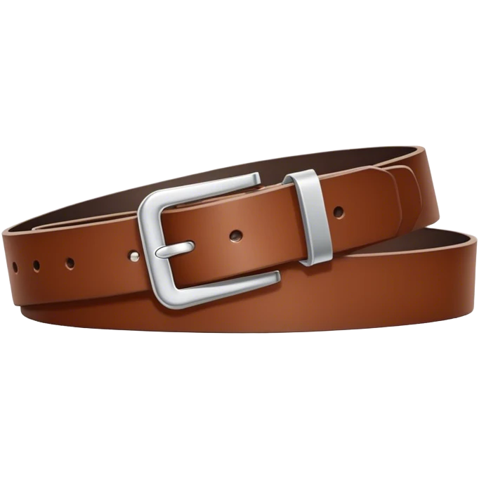 A standalone leather belt, folded neatly, rich brown color with a silver buckle — no background, no person. emoji