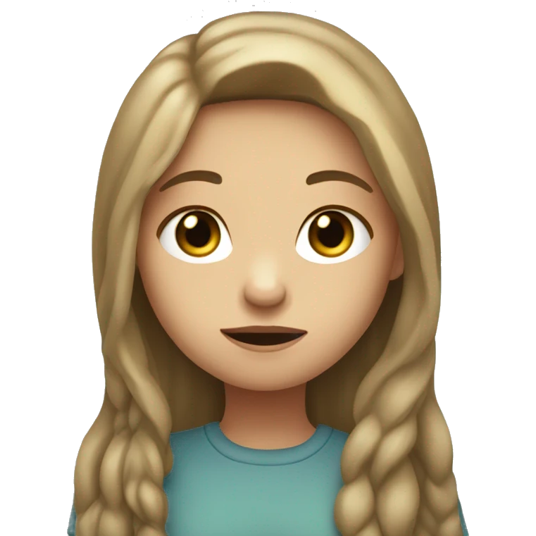 shrugging girl with long light brown hair, greenish grey blue eyes, and freckles emoji