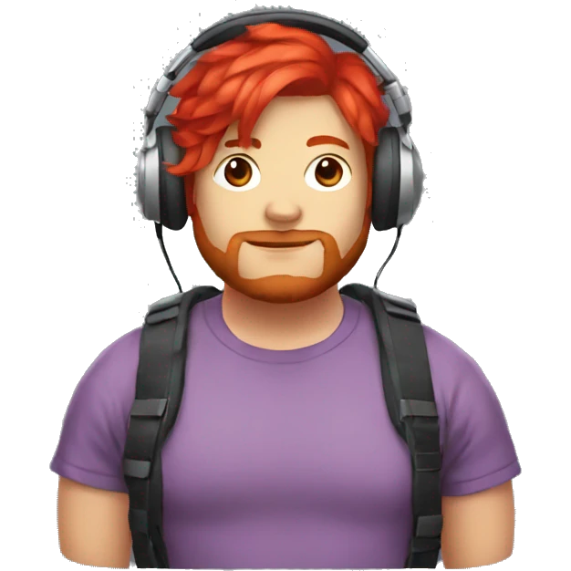 big chunky streamer with headphones red hair emoji
