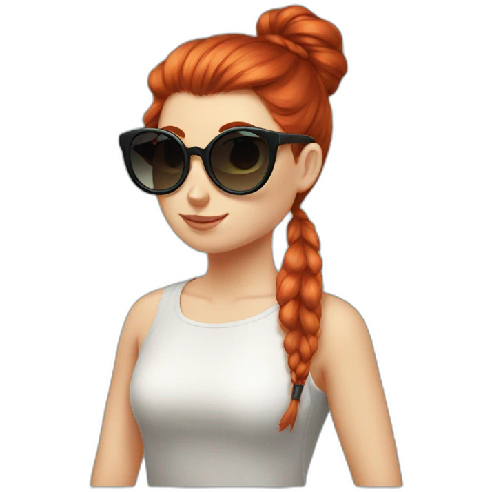 Bad Redhead girl bun Sun glass bun with cockatiel emoji