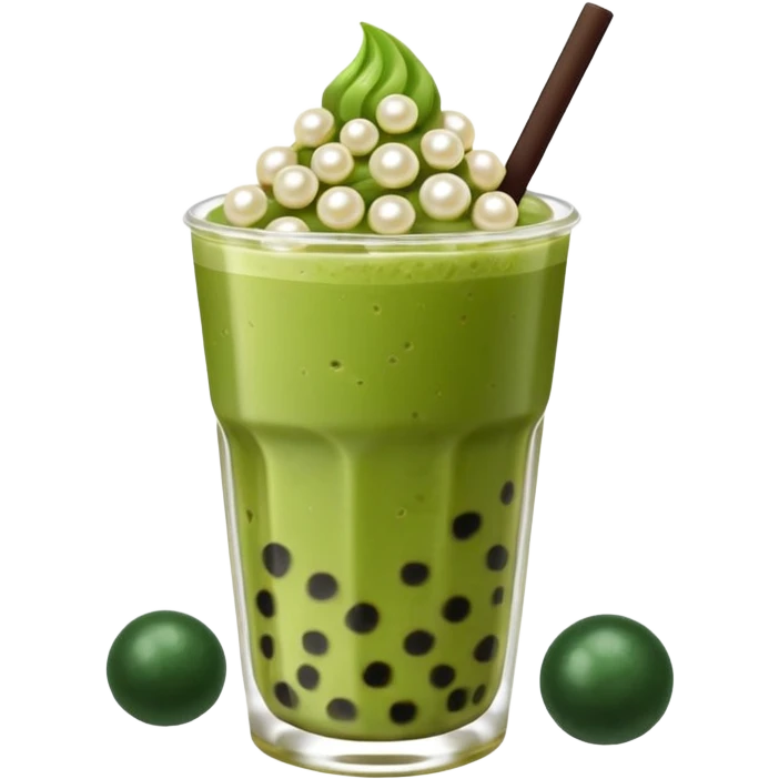 Creamy, slightly bitter matcha with a hint of sweetness, paired with soft, chewy tapioca pearls—refreshing and satisfying! emoji