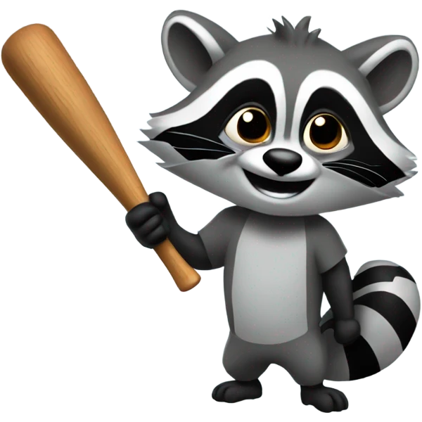 Raccoon holding baseball bat emoji