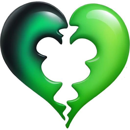 Half black and half Green broken swirl heart emoji