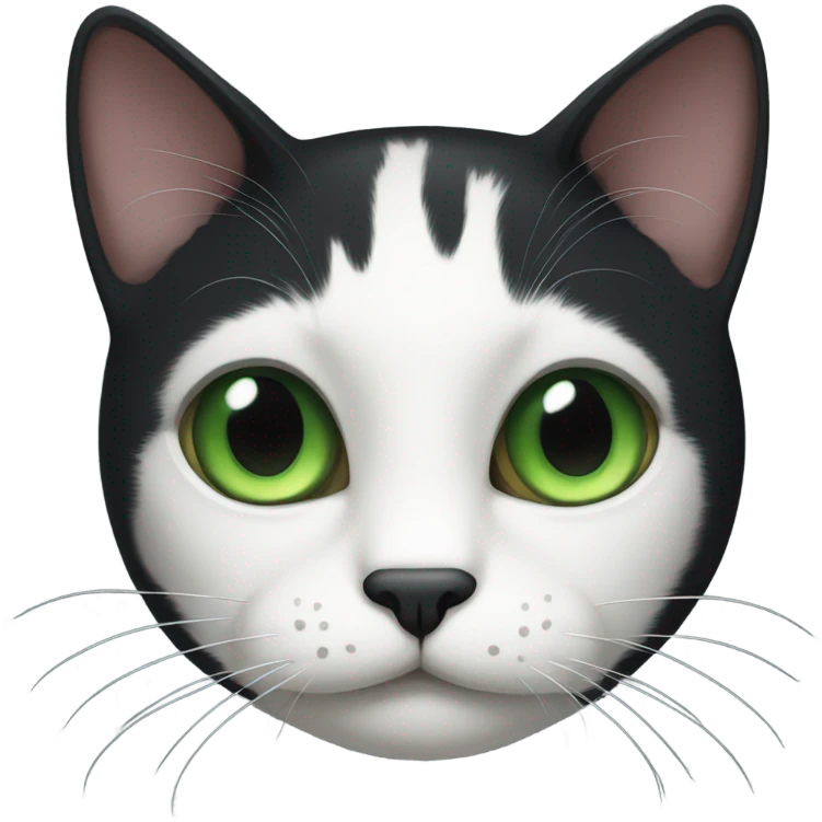 Black cat with green eyes and white spots near the mouth  emoji
