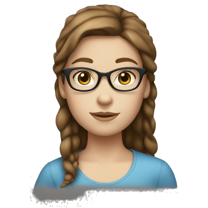 Girl with blue eyes white skin brown hair glasses emoji