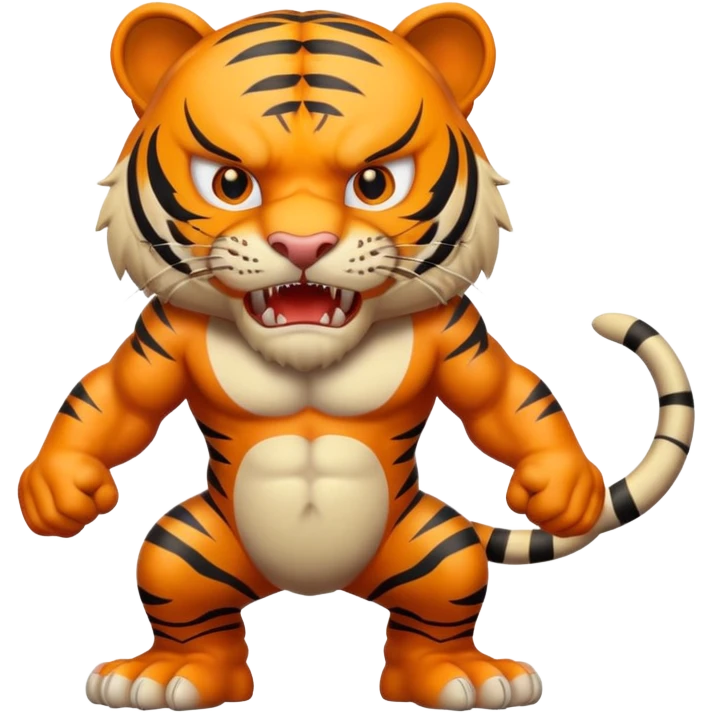 full body of angry tiger with fangs, front face  emoji