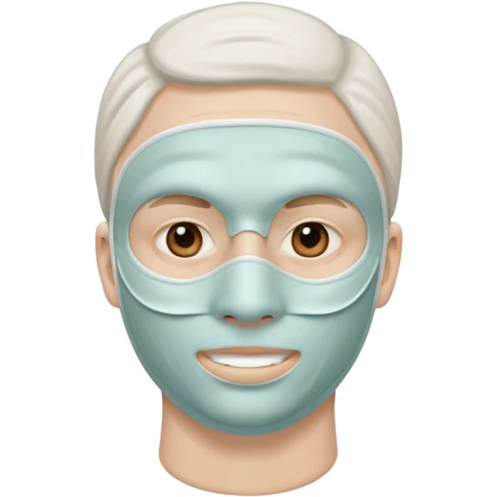 man with white clay face mask on emoji