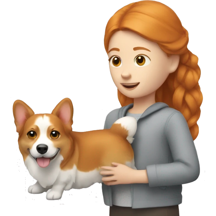 ginger girl with corgi dog emoji