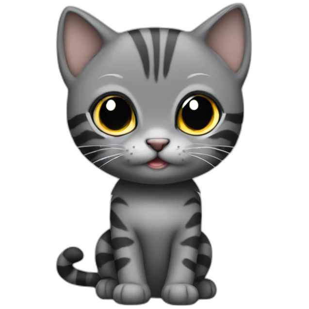 full body grey and black playful baby skinny cat emoji