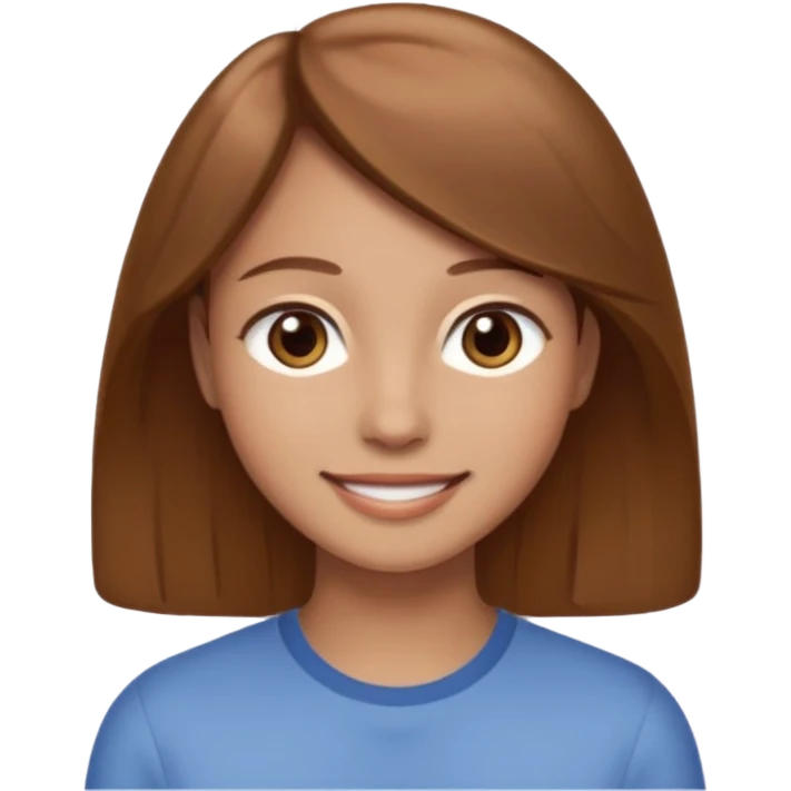 Branca cabelos castanhos claros olhos castanhos claros simpática e meiga emoji