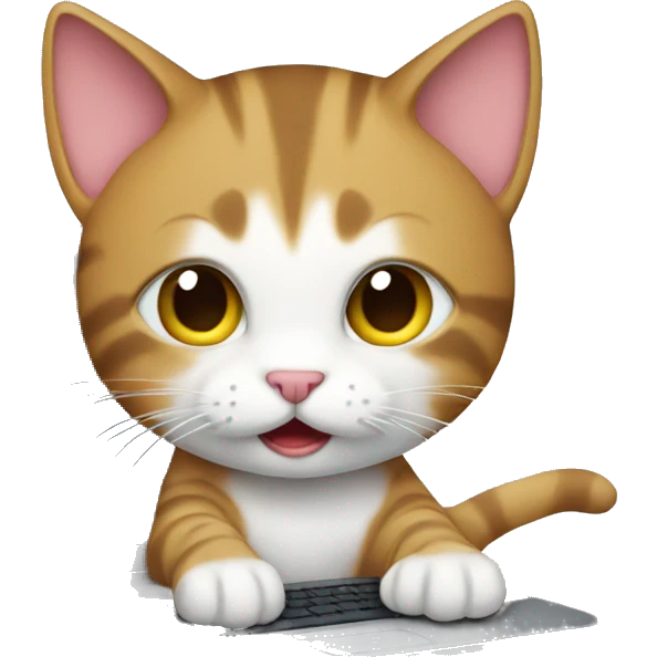 kitty using a computer emoji