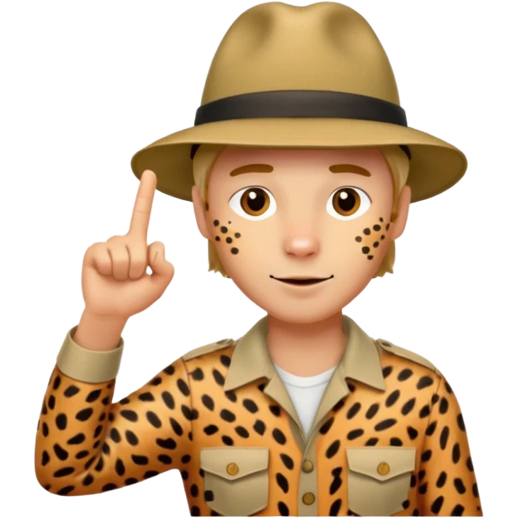 A man sticking his finger into the body of a leopard. emoji